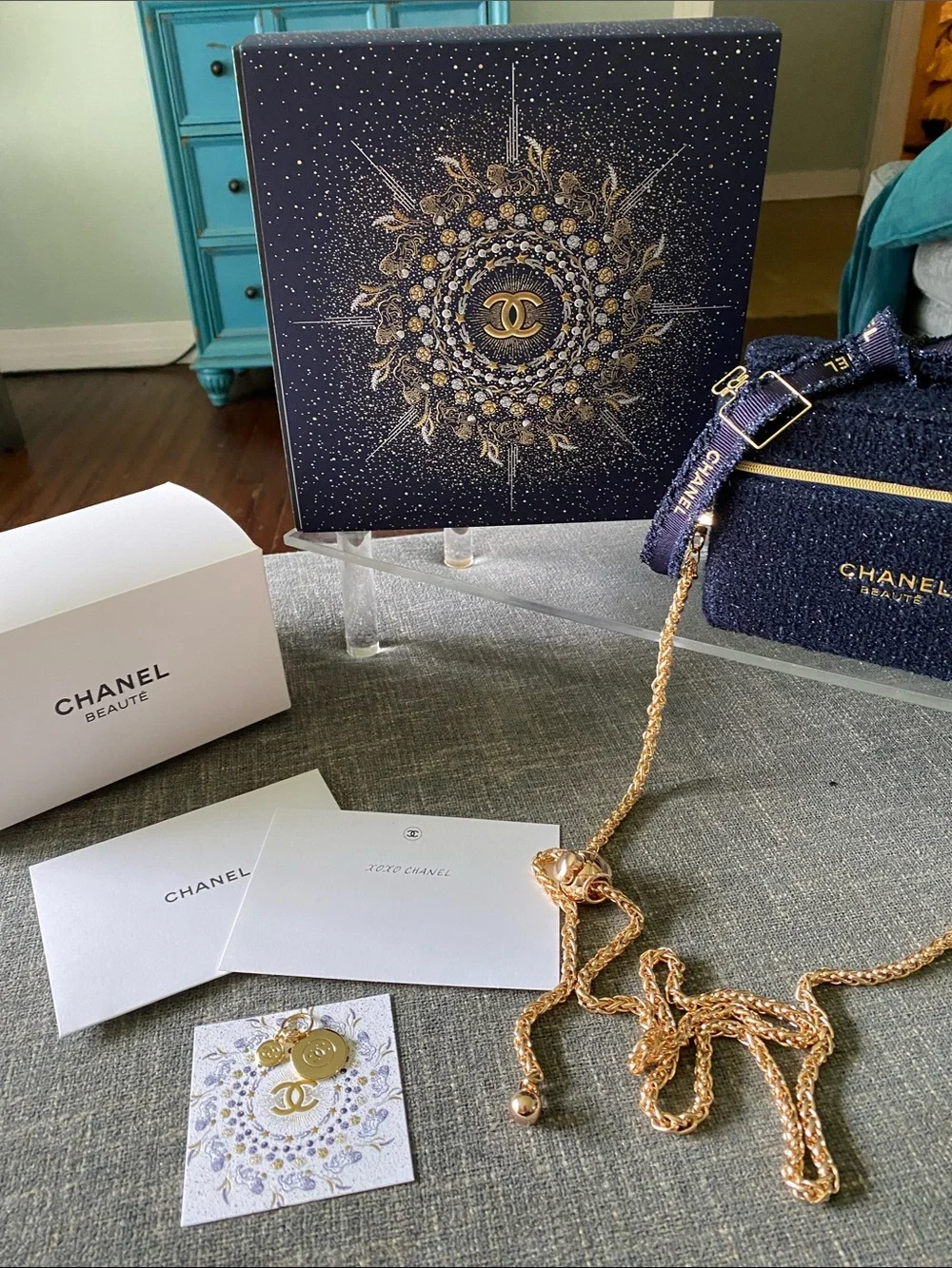 Chanel Navy and Gold Limited Edition Vanity Case